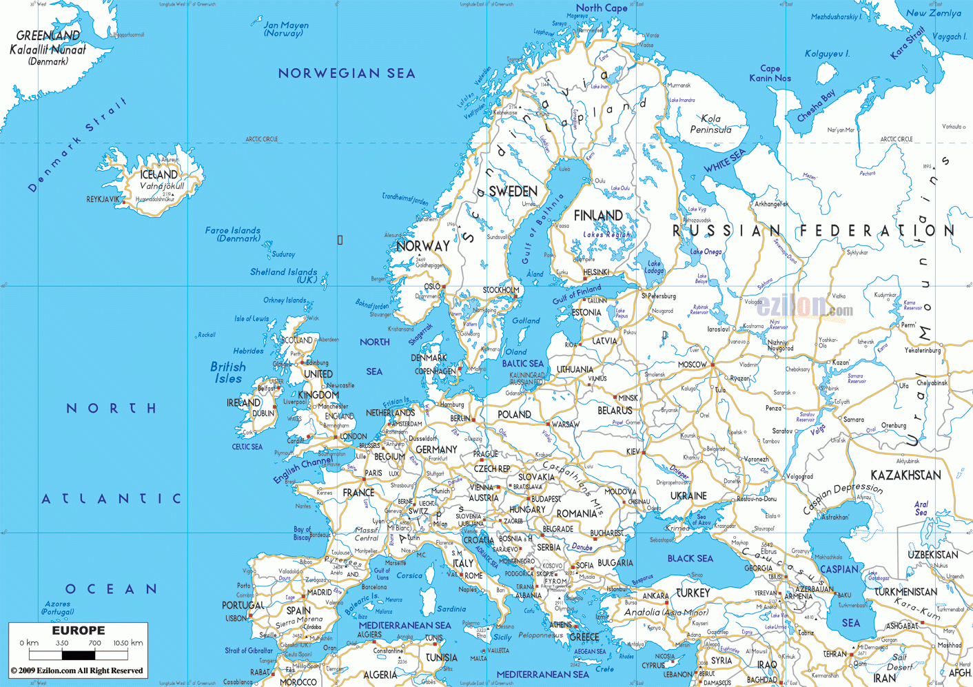 4 Free Full Detailed Printable Map Of Europe With Cities In PDF World 