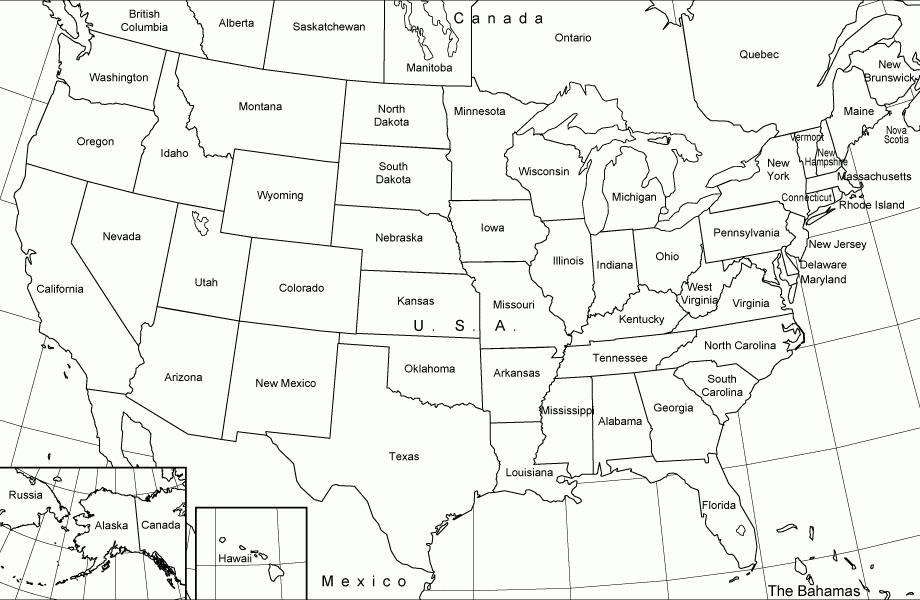Black And White Map Of United States Printable