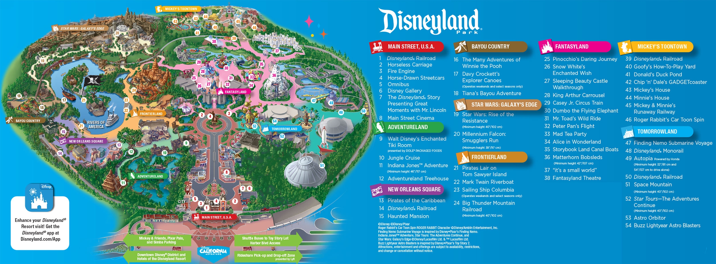 Disneyland California Printable Park Map