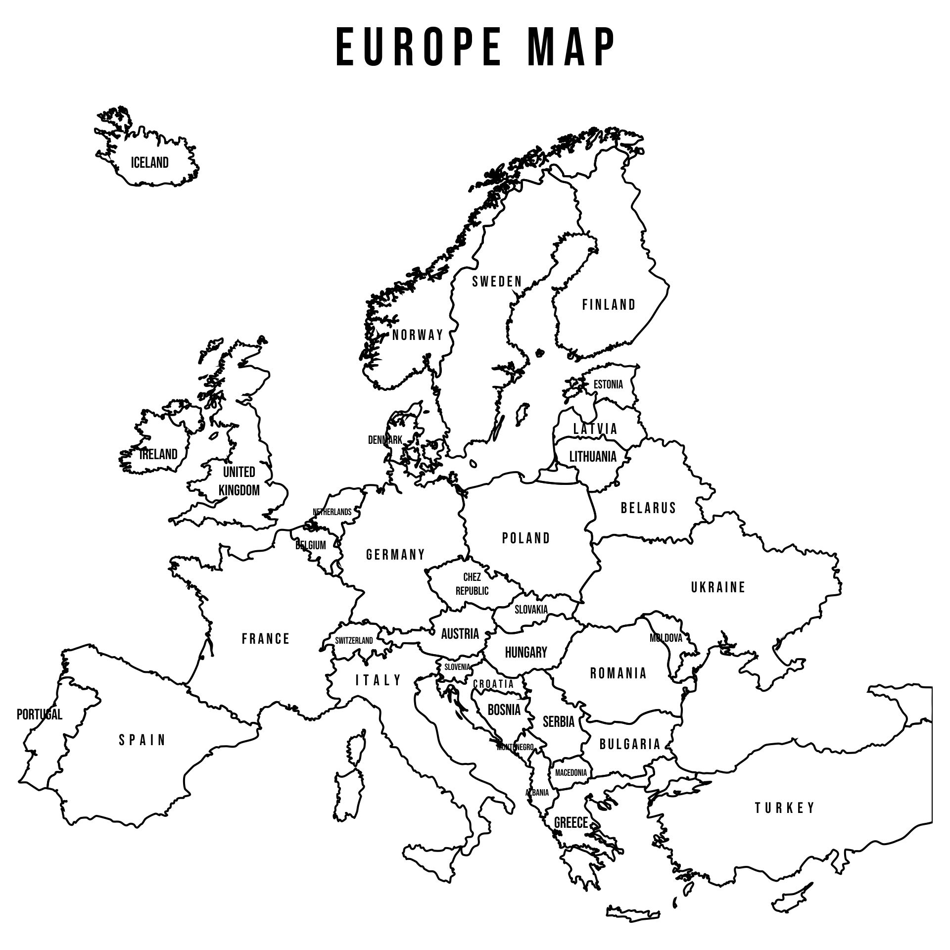 Europe Map Printable Printable Free Templates