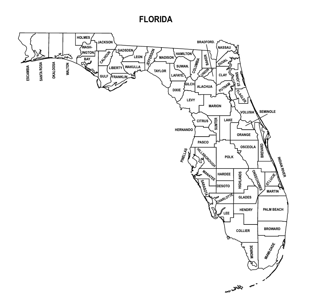 Florida County Map Editable Printable State County Maps
