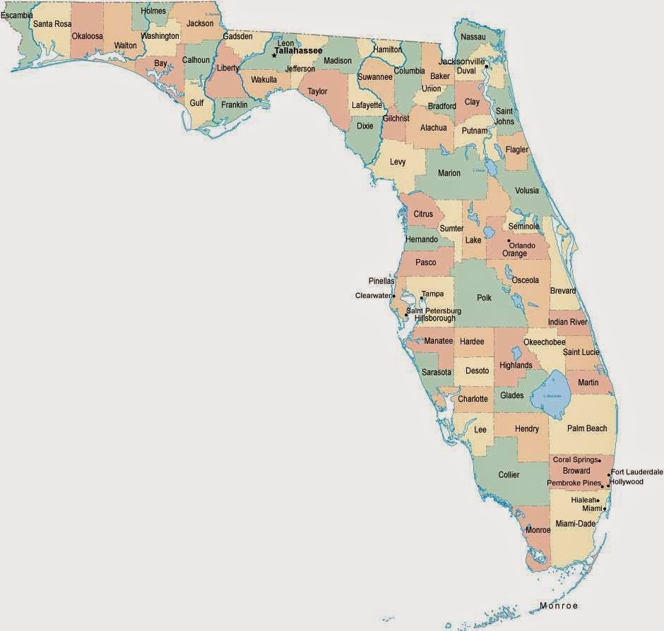 Florida County Map Printable
