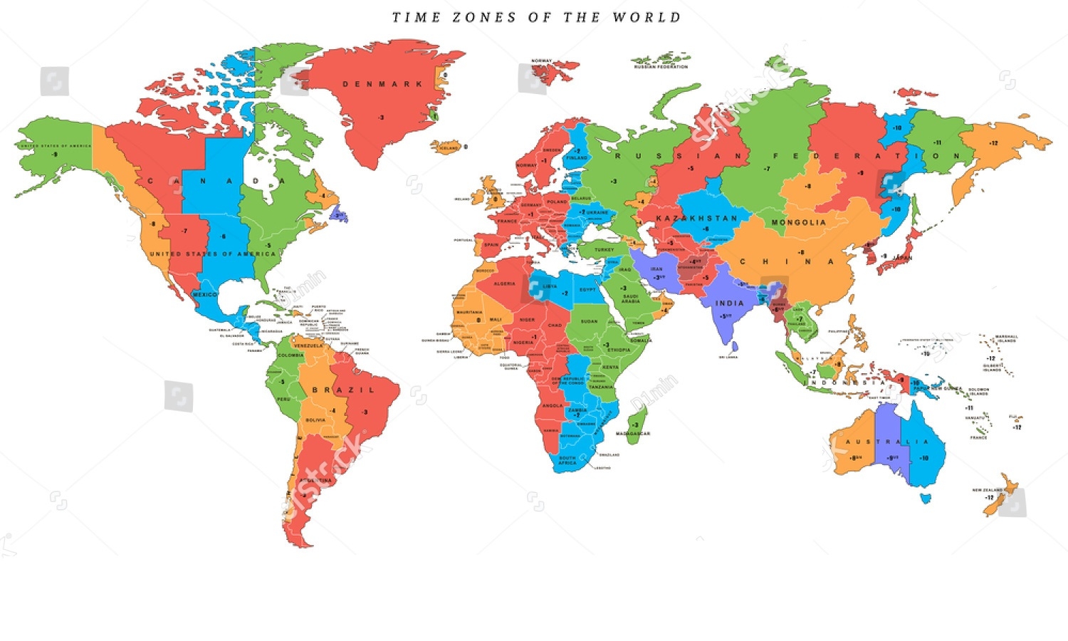 Free Large World Time Zone Map Printable PDF Free Large World Time Zone Map Printable PDF