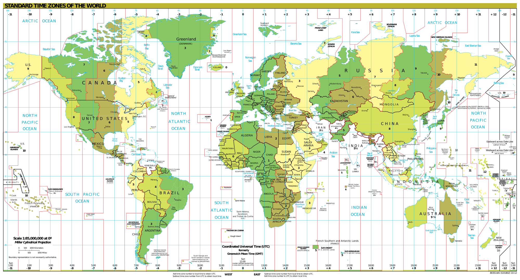 Free Large World Time Zone Map Printable PDF