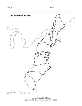 Free Printable 13 Colonies Map PDF Labeled Blank Map