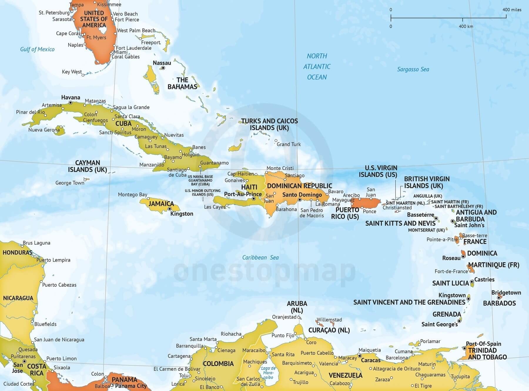 Free Printable Map Of The Caribbean