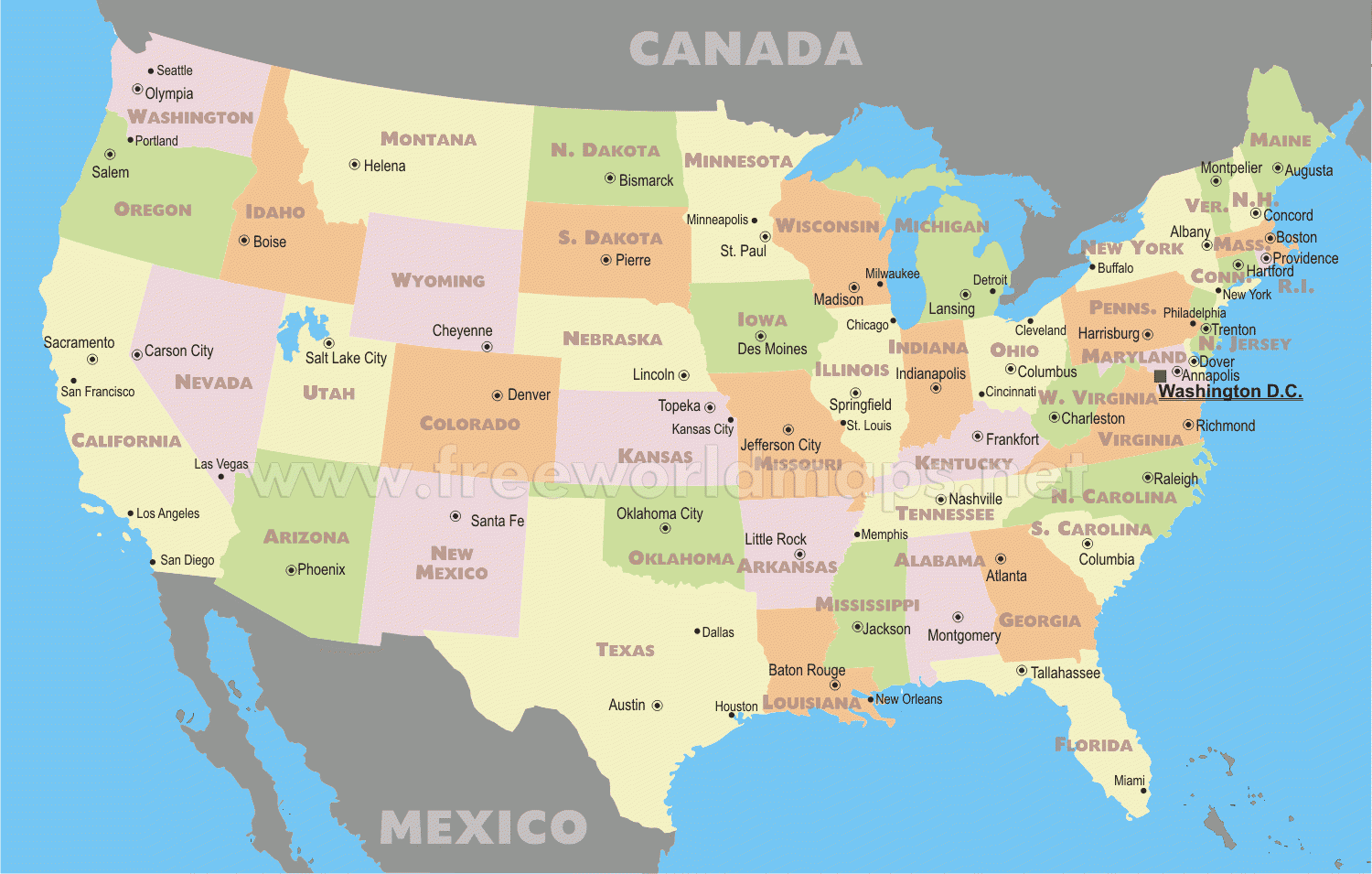Free Printable Map Of The United States With Major Cities Printable