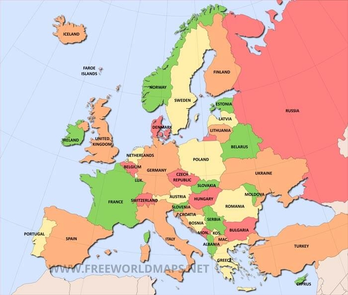 Free Printable Maps Of Europe