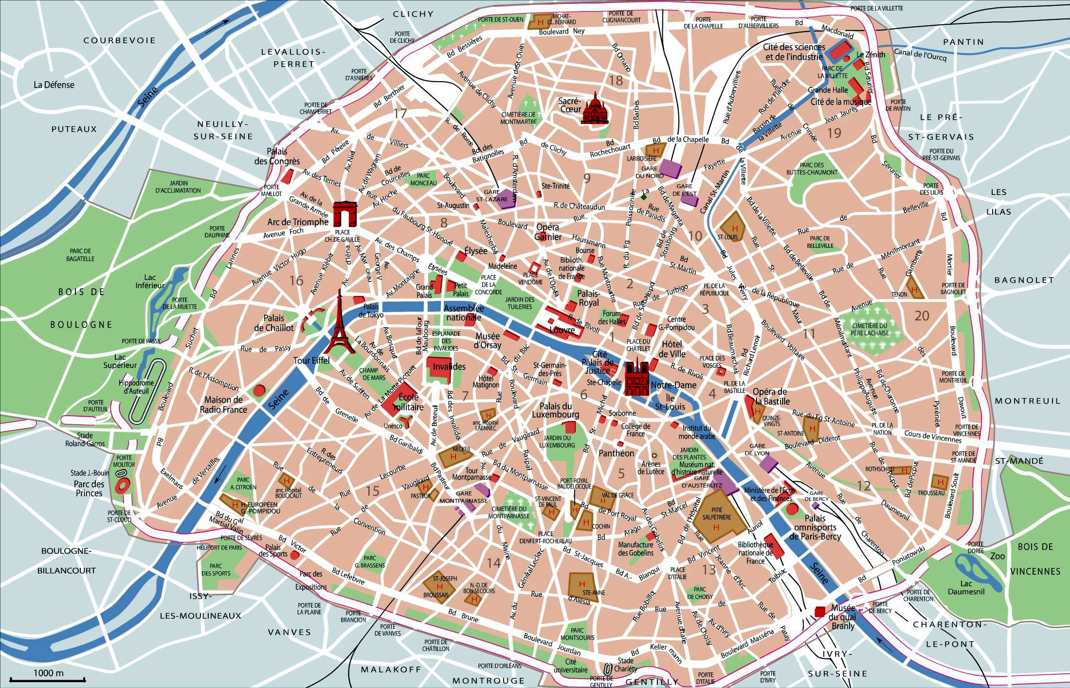 Free Printable Tourist Map Of Paris