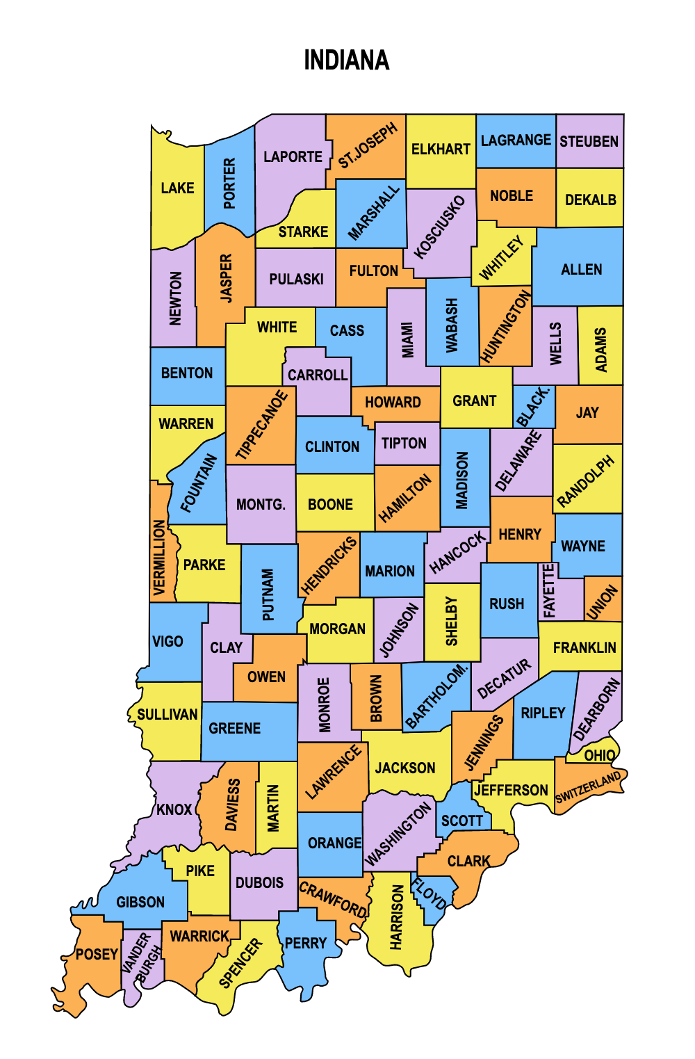 Indiana County Map Editable Printable State County Maps
