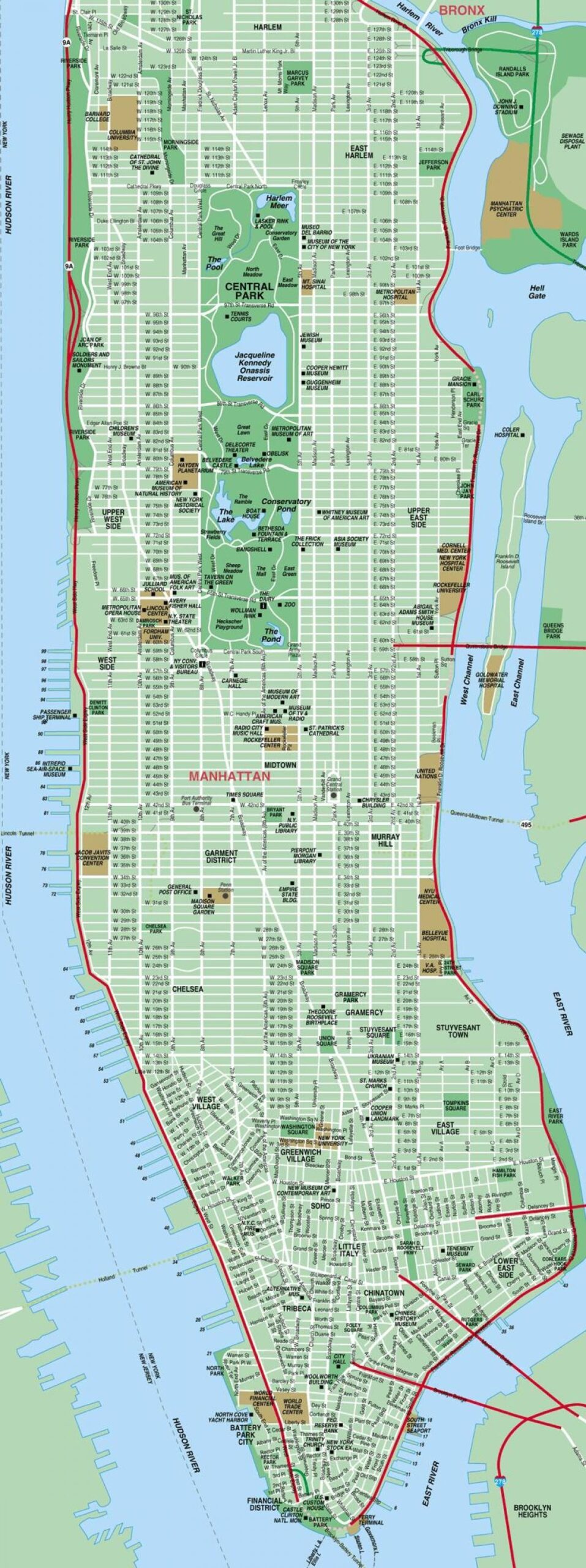 Manhattan Map Detailed Map Of Manhattan New York USA 