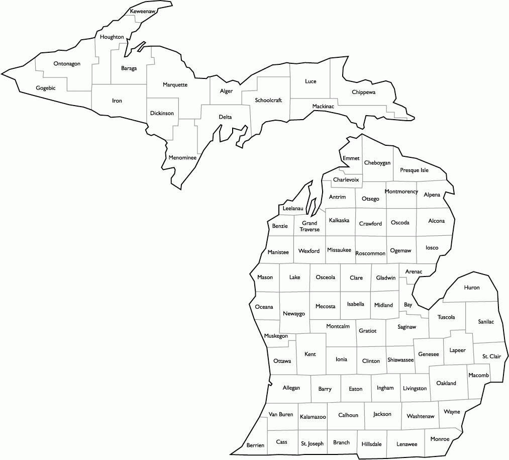 Michigan County Map Printable