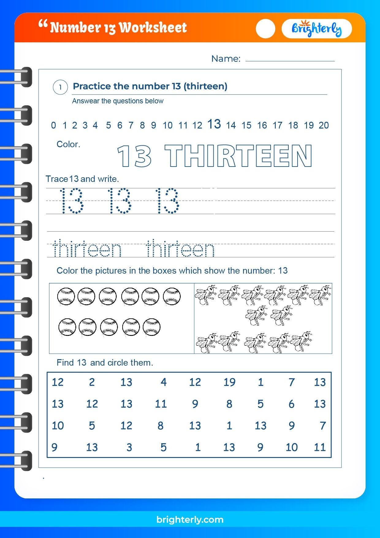 Number 13 Worksheets Number 13 Worksheets For Prescho Vrogue co