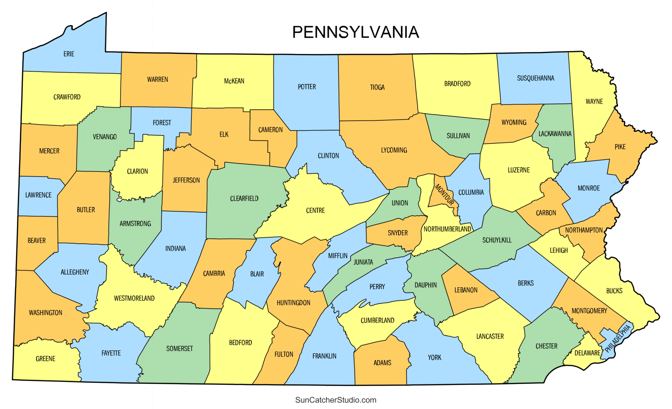 Pennsylvania County Map Printable State Map With County Lines Free 