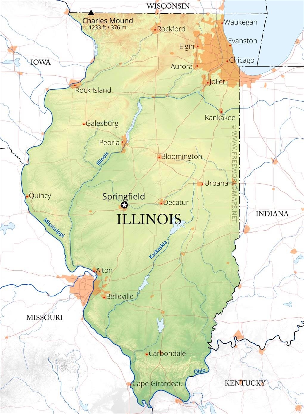 Physical Map Of Illinois