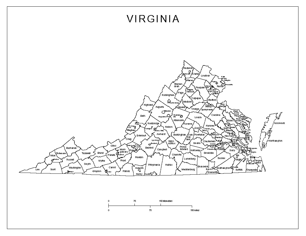 Printable County Map Of Virginia