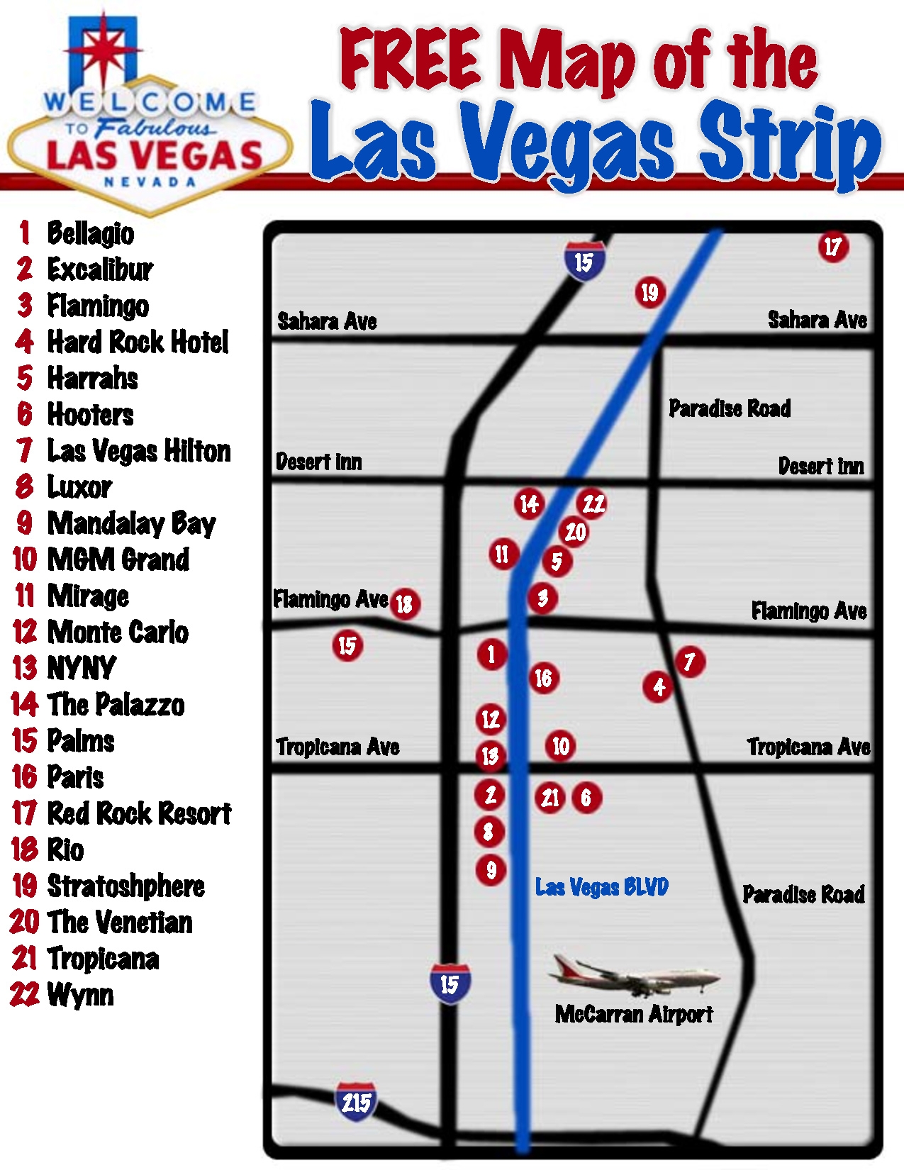 Printable Las Vegas Strip Map