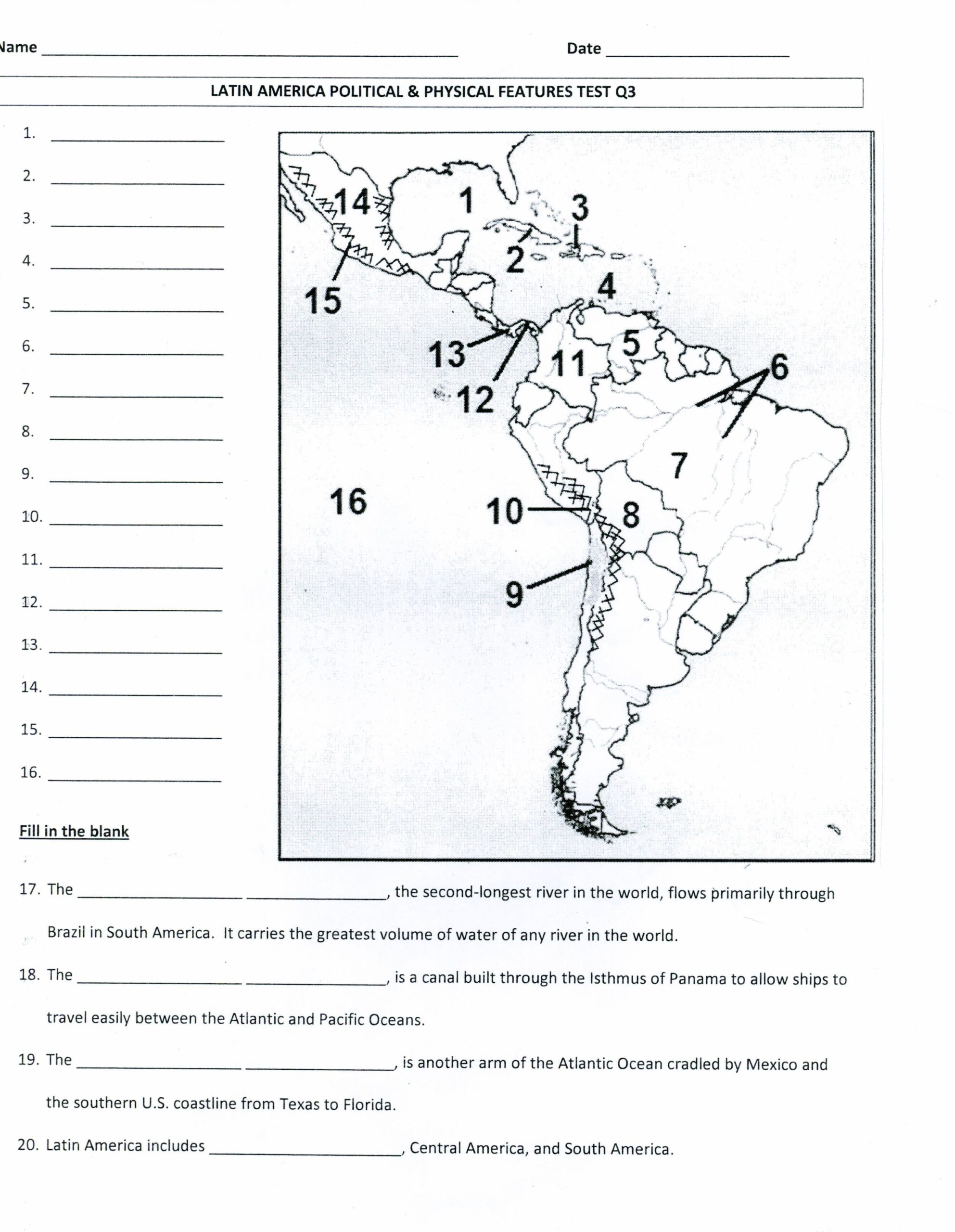 Printable Map Central America New Latin America Physical And Political 