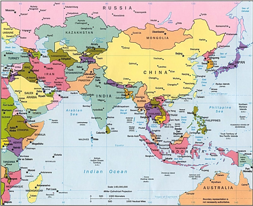 Printable Map Of Asia