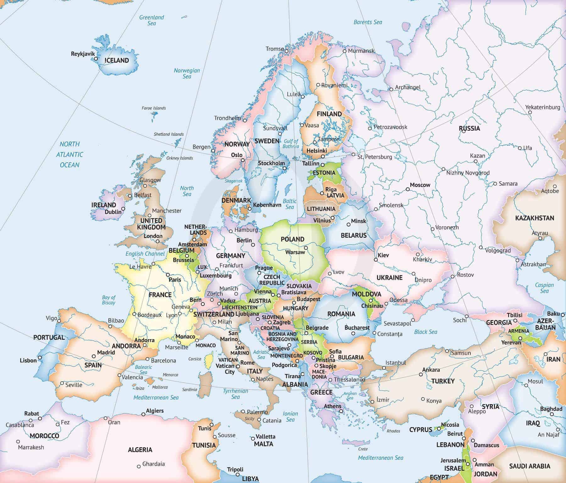 Printable Map Of Europe With Countries Map