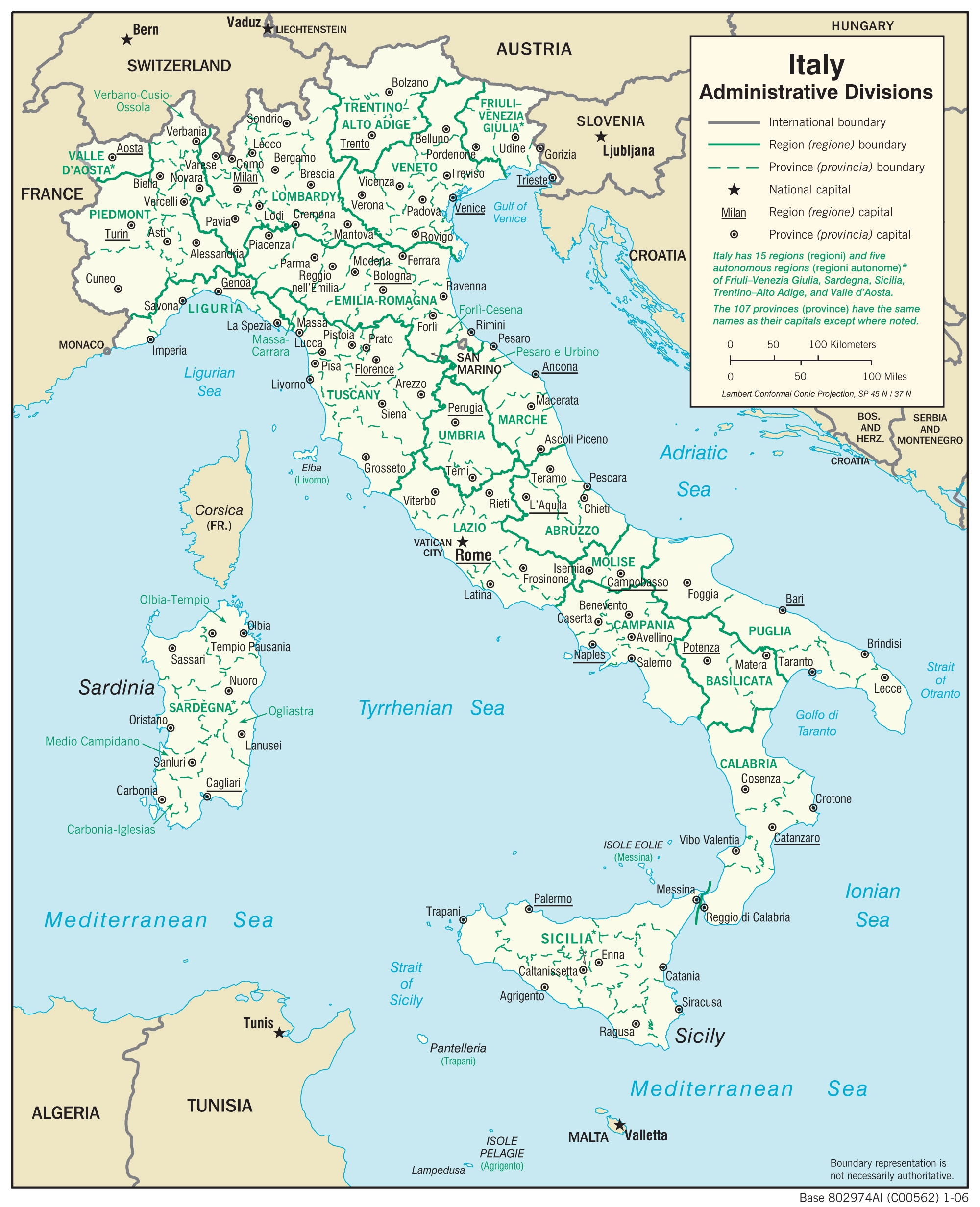 Printable Map Of Italy With Cities