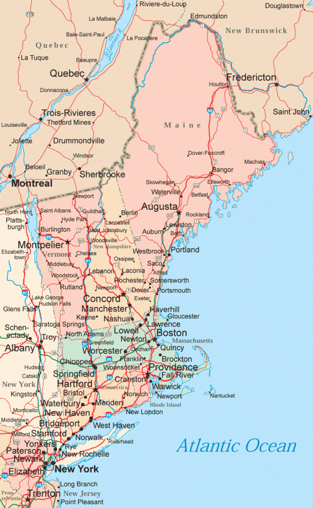 Printable Map Of New England States