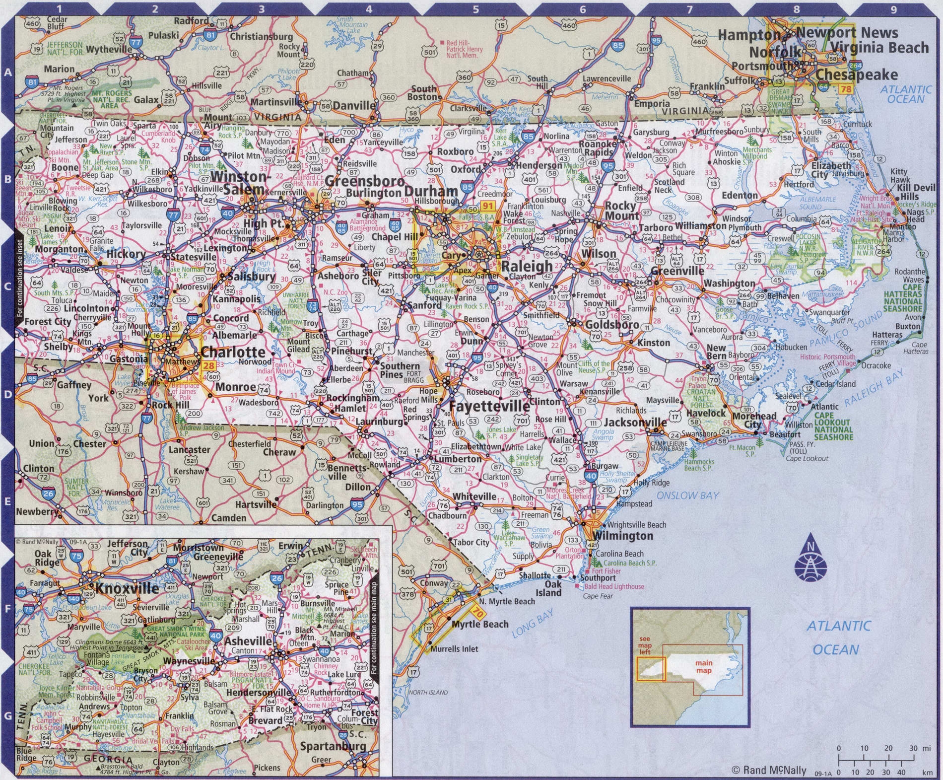 Printable Map Of North Carolina Cities