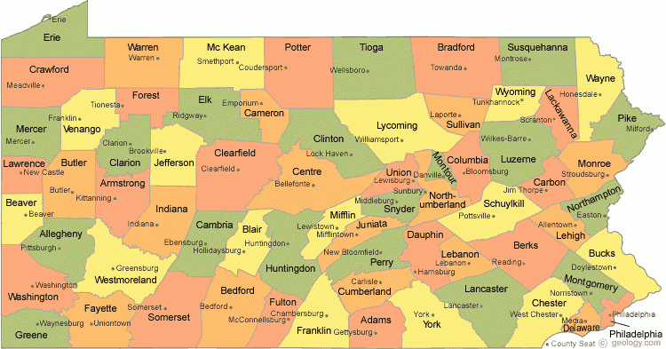 Printable Map Of Pennsylvania Counties