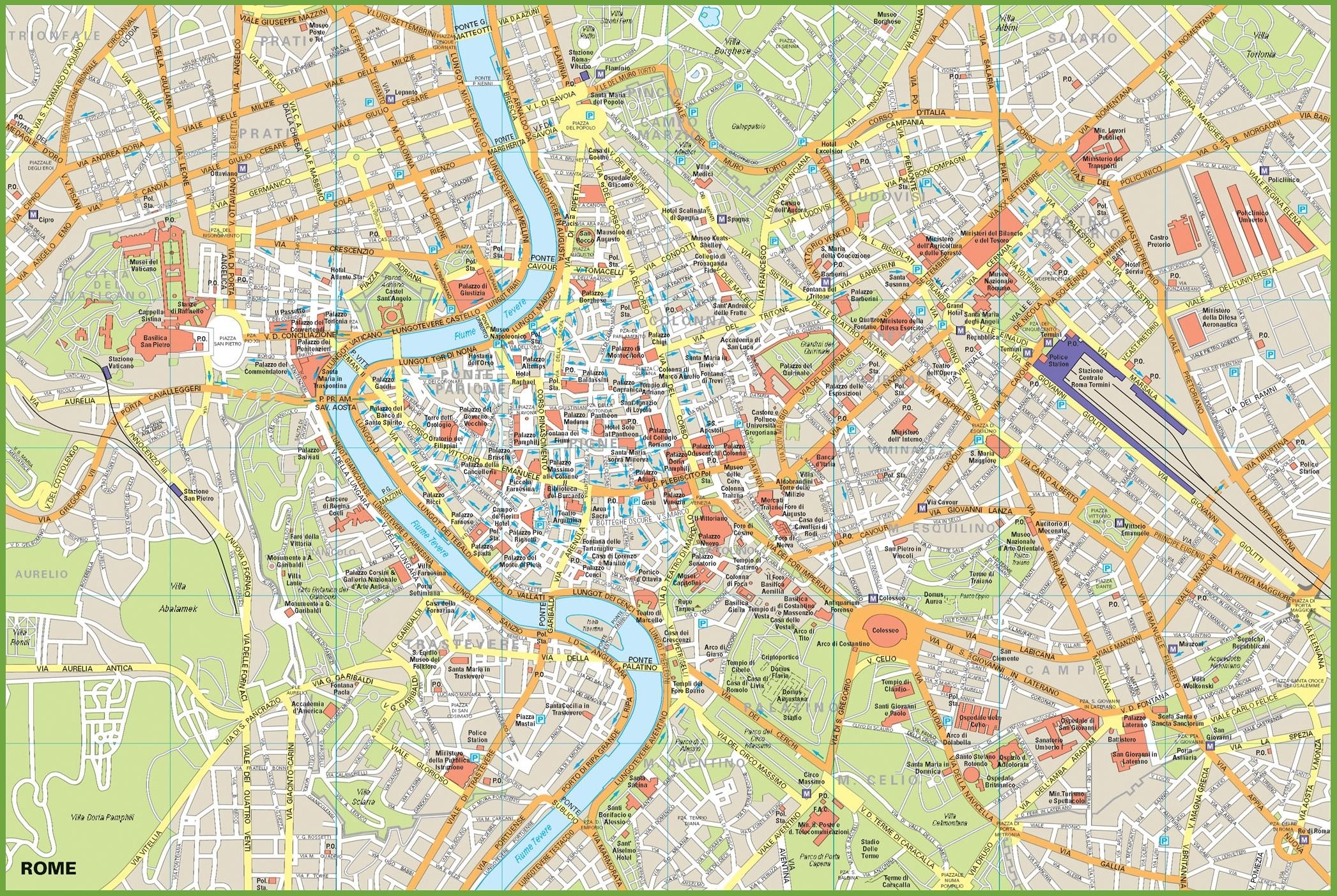 Printable Tourist Map Of Rome Italy