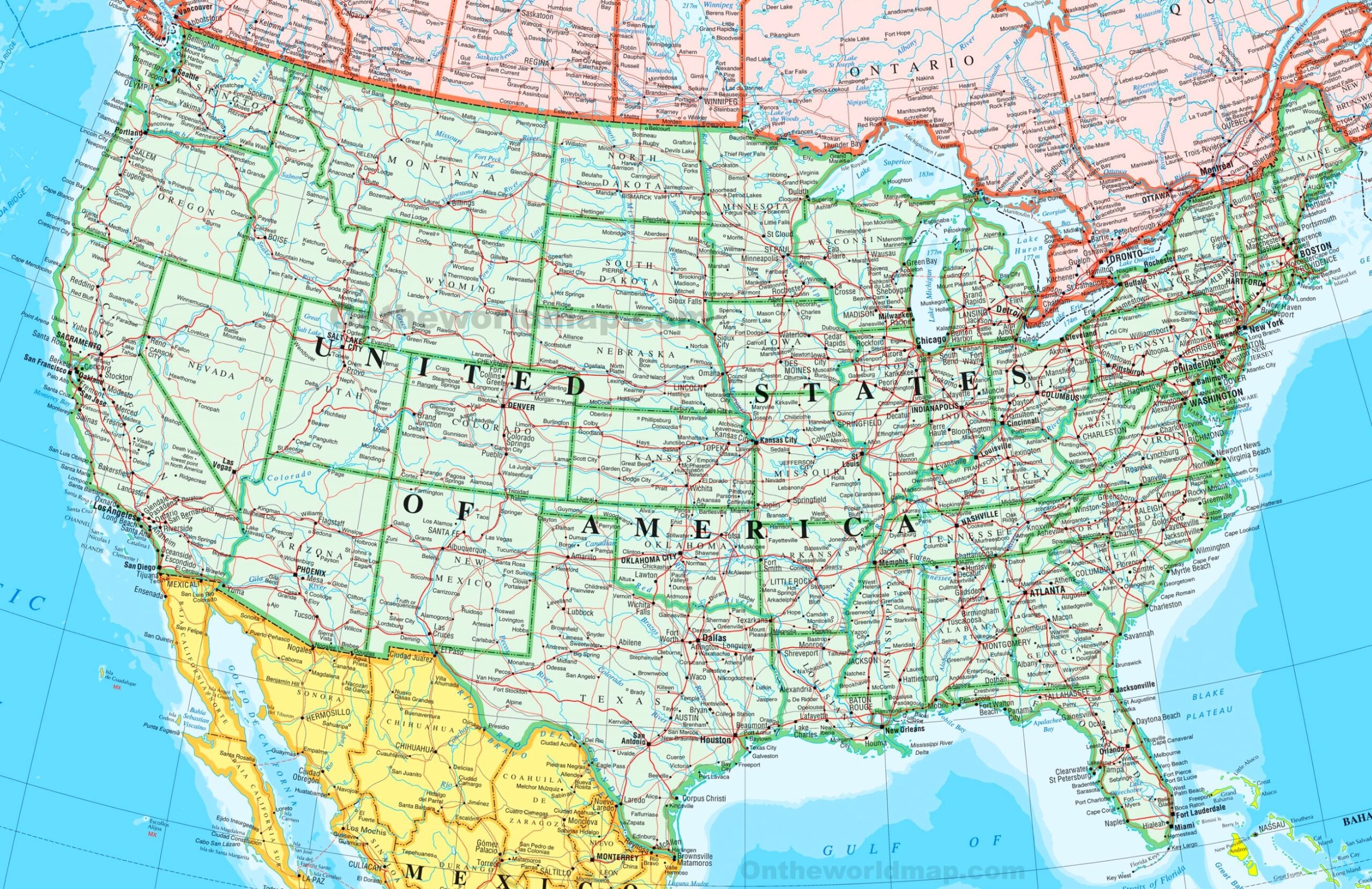Printable United States Map With Cities
