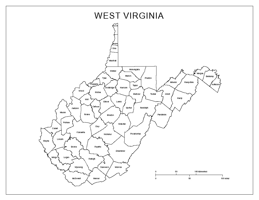 Printable Wv County Map Printable Wv County Map