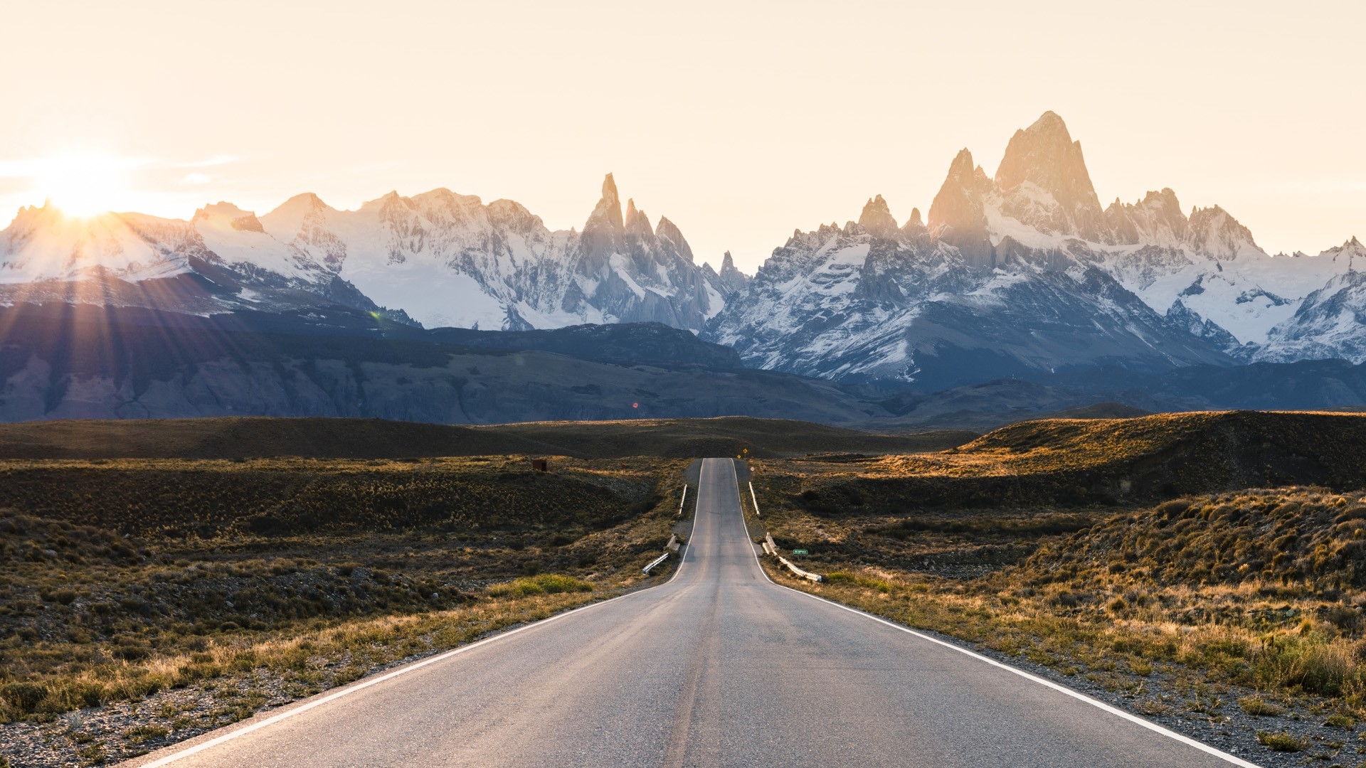 Road To Fitz Roy At Sunset Ruta 23 Leading To El Chalt n Patagonia 