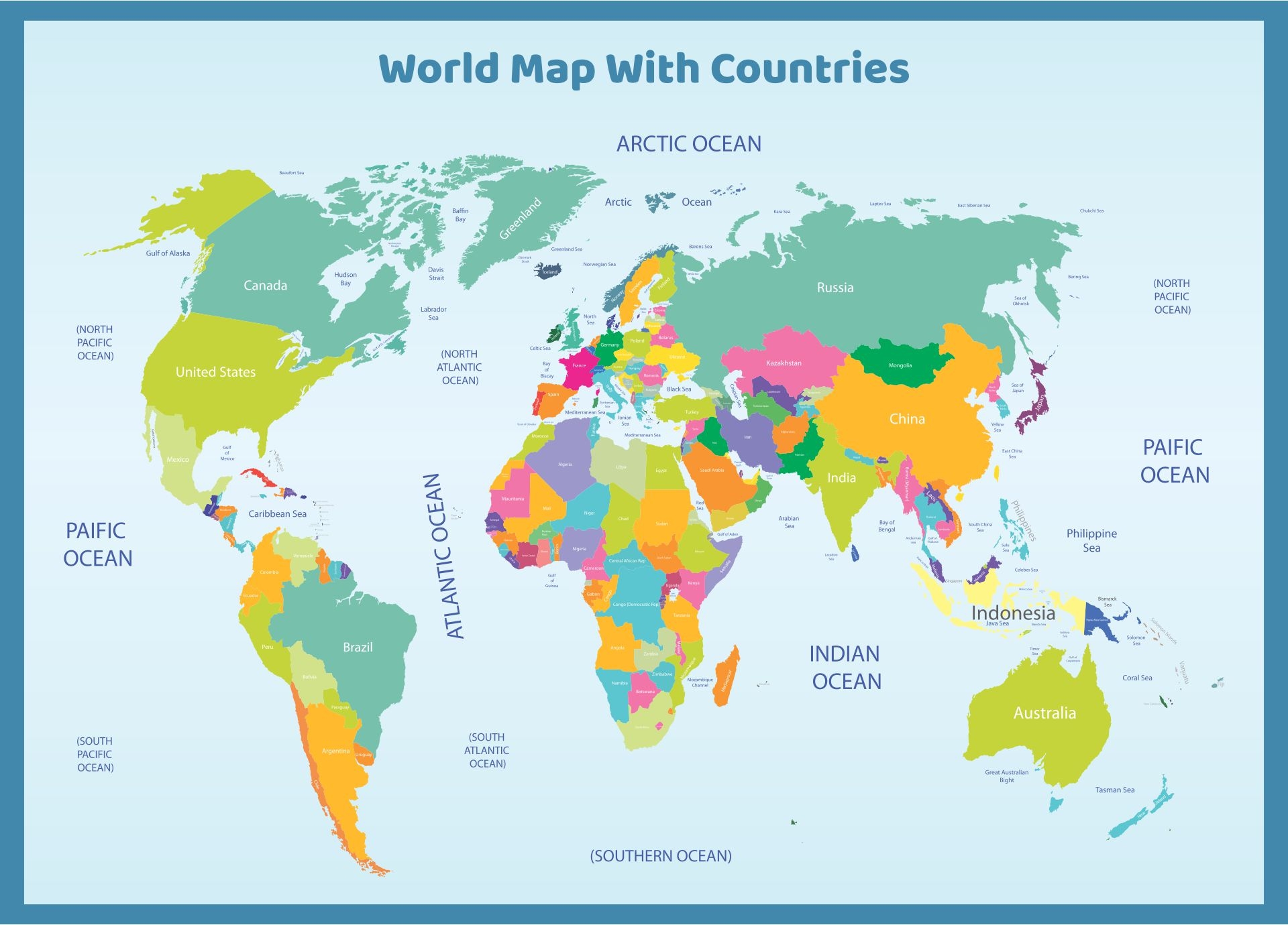 World Map With Countries Printable World Map With Countries Printable